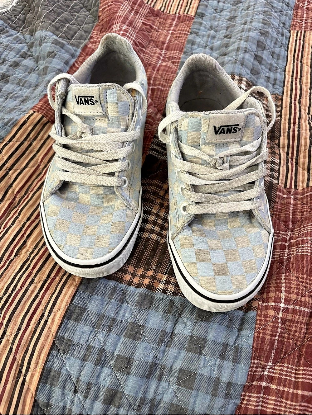 Vans Authentic Checkerboard True Blue White Sneakers in Blue & White